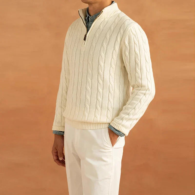 Men's Luxury Turtleneck - Knitted Sweater with Zip