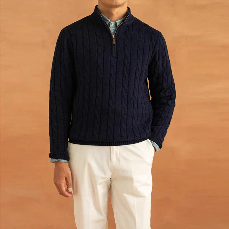 Men's Luxury Turtleneck - Knitted Sweater with Zip