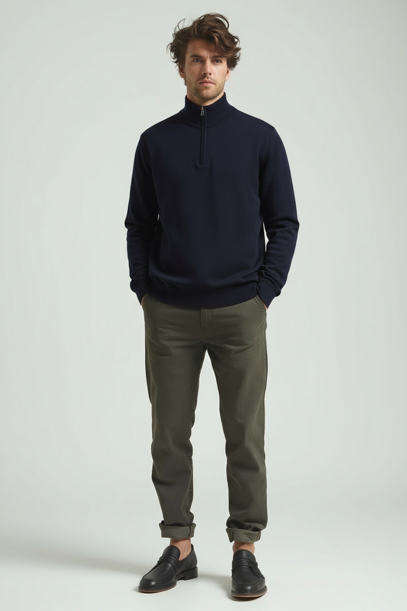 Men Quarter Zip Sweater– Slim Fit